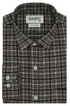 GHPC Cottswool Winter Wear Woolen Dupplin Checks Full Sleeves Regular Fit Formal Shirt for Men (Brown, CW231619_46)