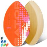 BPS 'Gator' 35 Inch No Wax Needed Skim Board - Epoxy Coated Wood Skimboard with EVA Pads - Skim Board for Beginner to Advanced (Orange)