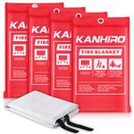 Emergency Fire Blanket for Home Kitchen - KANHIRO Fiberglass Fire Suppression Blanket Great for School, Fireplace, Grill, Car, Office, Warehouse (4 Pack, 39 in X 39 in)