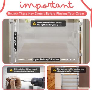 Dikots Retractable Stair Gate, White – Safety Barrier for Kids & Pets