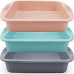 Baocuan Silicone Square Cake Pan - Non-Stick, Easy Release, Heat Resistant - for Baking Cakes, Brownies, Cheesecakes and More - 8.5 Inch - 3 Pack - for Oven, Microwave, Freezer and Dishwasher