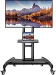 Perlegear Mobile TV Cart for 32-80 Inch Flat/Curved LED/LCD/OLED TVs Rolling TV Stand with Height Adjustable Shelf Max VESA 600x400mm up to 100lbs- Outdoor TV Stand Trolley with Wheels PGTVMC05-1
