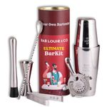 Bab Louie & Co. Bar & Cocktail Set, Ultimate BarKit, Cocktail Shaker Set for Drink Mix, Set of 6 Stainless Steel & Anti Rust Bar Accessories, BarKit for Gift, Best Gifts for Bartender