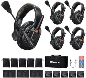 COMICA Seekcom S1 Wireless Intercom Headset System, 2.4GHz Full-Duplex Communication Headsets with 500m/1640ft Range, Noise Reduction, One-Key Broadcasting & Talk Modes for Live Show, Events (5 Sets)