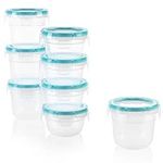 Snapware Total Solution 16-Pc Plastic Food Storage Containers Set, 2-Cup & 1-Cup Round Meal Prep Container, BPA-Free Lids with 4 Locking Tabs, Microwave, Dishwasher, and Freezer Safe