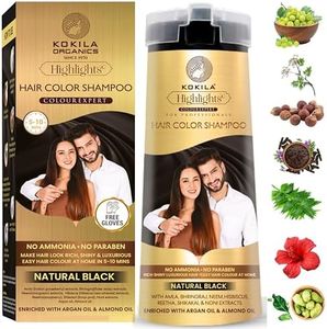 Kokila Hair Color Shampoo for Men & Women | No Ammonia - No Paraben | 10 Pair Free Gloves, Natural Black 400Ml