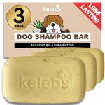 Kelebs Dog Shampoo Bar | Deshedding Shampoo for Dogs | for Dandruff | Moisturizing Soap Bar | Puppy Shampoo | Coconut Oil & Shea Butter | Natural Organic Ingredients | Zero Plastic Waste | Vegan 3Pcs