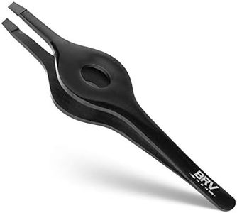 BRV MEN Pince À Épiler À Large Prise - Acier Inoxydable Revêtu De Titane - Pince À Épiler Professionnelle Pour Sourcils Et Nez/Oreilles/Poils Du Visage - (Noir)