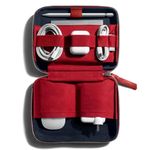 DailyObjects Leather Large Travel Digital Electronic Accessories Storage Bag,Portable Gadget Organizer Case,Tech Kit Pouch For Cables,Drive,Charger,Adapters,Power Bank,Charger Wire Organizer (Red)