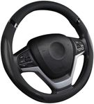 Cxtiy Car Steering Wheel Cover for Men Women Universal Leather Steering Covers for Car SUV (Full-Black)