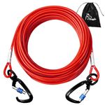 Furggis Dog Tie Out Cable,10/15/20/30/50FT Dog Run Cable for Yard and Camping Outdoor,Heavy Duty Dog Tether for Medium Large Dogs Chew Proof,1000lbs Break Strength,Reflective