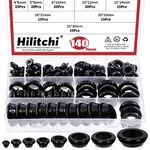 Hilitchi 140Pcs 8 Sizes Rubber Grommet Assortment Kit, Desk Grommet Wire Cord Cable Organizer Hole Plug Firewall Grommets Gasket Electrical Appliance Grommet Wire Protection Desktop Cable Hole Cover