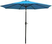 Sunnydaze 9-Foot Patio Umbrella - Push-Button Tilt and Crank Handle - Aluminum Pole and Polyester Shade Canopy - Turquoise