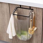 INDIAN DECOR 28313 Kitchen Hanging Trash Bag Holders Travel Garbage Can Rack Over Cabinet Rubbish Bin Metal Bracket Hanger of Cupboard Closet Door