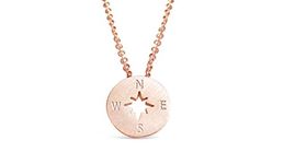 Rosa Vila Compass Necklace, Friendship Compass Necklace For Women, I’d Be Lost Without You Friendship Necklace, Compass Jewelry, Silver, Gold Compass Necklace, Or Rose Gold Necklace (Rose Gold Tone)