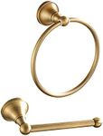 Leyden Antique Brass Toilet Paper Holder Towel Ring 2 Pieces Set Tissue Roll Retro Ancient