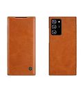 Nillkin Case for Samsung Galaxy Note 20 Ultra (6.9" Inch) Qin Genuine Classic Leather Flip Folio + Card Slot Brown Color