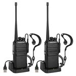 Radioddity GA-2S Walkie Talkies Professional UHF Long Range Walkie Talkie Rechargeable Handheld Two Way Radio with Micro USB Charging Air Acoustic Earpiece for Adults (2 Pack)