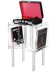solaround Acrylic Record Player Stand, with Vinyl Storage, Clear Acrylic Side Table (Clear)