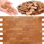 Burbell 400 Pcs Miniature Dollhouse Flooring on 1: 12 Scale Mini Dollhouse Floor Boards Geometric Bamboo Doll House Furniture Wooden Miniature Floorboards for Model Accessories (Pale Brown)