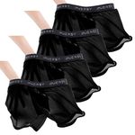 INNERSY Mens Pants Underwear Black Boxer Shorts Soft Comfy Underpants Stretchy Trunks Pack of 4 (L, 4 Black)