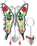 KY&BOSAM Precious Step-Mother Butterfly Suncatcher-Stained Glass Sun Catcher Wind Chime Ornament Hangings for Windows for Mother`s Day Valentine's Birthday Thanksgiving Color Box Package