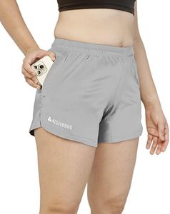 ActiveBug Dual Pocket Shorts for Women for Gym Wear Workout Running Walking Hiking Quick Dry High Performance High Waist (Small, Light Grey)