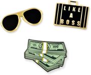 PinMart Like A Boss Aviators Cash Money Trendy Enamel Lapel Pin Set