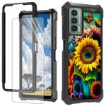 CGFGHHUY for Cricket Outlast Phone Case for At&t Jetmore Case with Screen Protector Hard PC + Soft TPU Shock Proof Protective Phone Case for Cricket Outlast 6.8 inch - Sunflower Butterfly