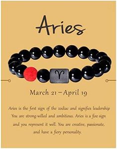 JIAHATE Zodiac Stretch Bracelets Men Women,8MM 10MM Natural Black Onyx Stone Star Zodiac jewelrys Sign Constellation Horoscope Birth Date Bead Bracelet, 10mm, Black Onyx Stone, 10mm beads