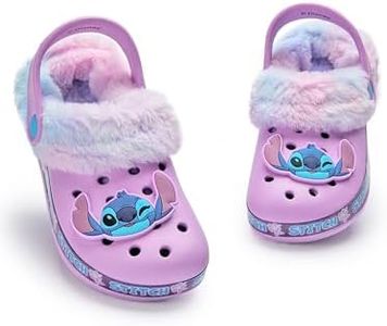 Disney Lilo & Stitch Zuecos para niñas | Zapatillas de Goma para niños con Charm de Stitch en Morado | Sandalias Forradas de Piel para niños con Correa en el talón y Estampado de Flores