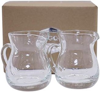 DGQ Classic Glass Creamer Pitcher with Handle 4oz Pack of 2 Milk Pourer Mini Creamer for Coffee Tea Maple Syrup Serving