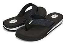 Floopi Flip Flops for Women Casual Thong Womens Sandals Comfort Heel Cushion, Ladies Beach Sandals with Indoor & Outdoor Anti Skid Soles (8, Black-537)