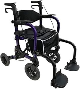LivingSURETM Rollator Walker & Transport Wheelchair Combo XL, Purple