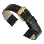 uxcell Black Genuine Leather Band 12mm Width, Flat Thin Elegant Leather Watch Strap Golden Tone Buckle for Women