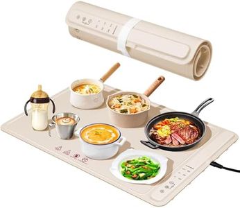 Kisfam Food Warming Mat, Electric Warming Tray with 3-Level Temperature and Timer Setting, Food Warmers for Parties Buffet, Automatic Child Safety Lock, Khaki