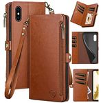 XcaseBar for iPhone Xs Max 6.5" Wallet case with Zipper Credit Card Holder【RFID Blocking】, Flip Folio Book PU Leather Phone case Shockproof Cover Women Men for Apple XSMax 6.5" case Light Brown