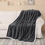 Grey Sherpa Fleece Throw Blanket,Super Soft Mink Plush Couch Blanket,TV Bed Fuzzy Blanket,Fluffy Comfy Warm Heavy Throws,Comfort Caring Gift 50x60 inches