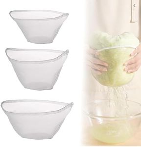 Cheese Cloth Bag for Straining, 3Pcs Soy Milk Bags Organic Cotton Reusable Cheese Cloth Bag, Bowl Shaped Nylon Nut Milk Bag, Fine Mesh Food Strainer Bag for Straining Oat Milk (S+M+L)