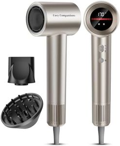 Hair Dryer, 150000RPM High-Speed Hairdryer for Fast Drying, Low Noise, HD Display, 5 Temps & 2 Speeds, 500 Million Negative Ionic Blow Dryer with Diffuser & Nozzle for Home and Travel Salon, Gold