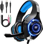 Gaming Headset for PS4 PS5 PC Xbox Series, 3.5 mm Deep Bass Stereo Surround Sound PS4 Headset with Noise Cancelling Microphone for Laptops, Tablets, Mac