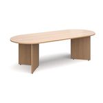 Mr Office Arrow head leg radial end boardroom table 2400mm x 1000mm, Beech