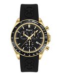 Ferragamo Collection Luxury Mens Watch Timepiece with a Black Strap Featuring a Gold Case and Black Dial, IP Yellow Gold, OS, Ferragamo | Ferragamo Urban