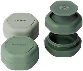 Cadence Travel Containers Basic Skincare Set - Magnetic Containers with Lids,Carry On Travel Essentials For Women/Men - 3 Small Capsules (0.56oz) - Cleanser, Moisturizer & Sun-Icon Labels - Evergreen