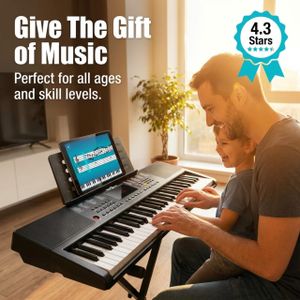RockJam 61-Key Electronic Keyboard – Portable Digital Piano