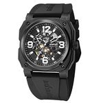 Infantry Mens Waterproof Automatic Watch Men's Mechanical Skeleton Analogue Wrist Watches for Men Military Tactical Army Field Outdoor Black