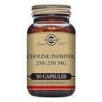 Solgar Choline 250 mg / Inositol 250 mg Vegetable Capsules - Pack of 50 - Supports Metabolising Nutrients - Improves Transport of Fat for a Clear Liver - Vegan and Gluten Free