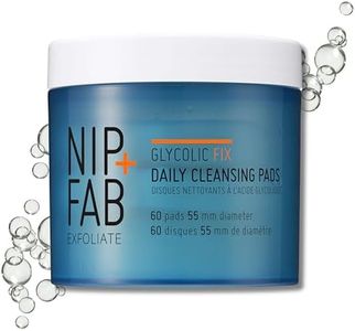 Nip + Fab Glycolic Acid Fix Daily Cleansing Pads for Face with Hyaluronic Acid, Witch Hazel, Exfoliating Resurfacing AHA Facial Cleanser for Exfoliation Even Skin Tone Brighten Skin, 60 Pads