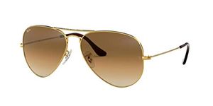 Ray-Ban Unisex Aviator Sunglasses, Gold, 55 mm UK