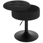 WOLTU Dressing Table Stool, Makeup Vanity Stool with Storage, 360°Swivel Stool, Round Velvet Stool, Height Adjustable 49.5-65cm Small Stool for Dining Room Kitchen Office Salon, Black, BH329sz-1-UK